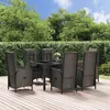 Image de vidaXL Ensemble à manger jardin et coussins 7 pcs Noir et gris Rotin ensemble de salle à manger ensemble de salle à manger 3185056