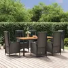 Image de vidaXL Ensemble à manger de jardin coussins 7pcs Noir Résine tressée ensemble de salle à manger ensemble de salle à manger 3185072