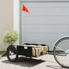 Image de vidaXL Remorque de vélo noir tissu oxford et fer chariot de vélo chariot de vélo remorque de vélo pour enfants poussette 94178