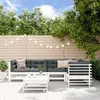 Image de vidaXL Salon de jardin 6 pcs avec coussins blanc bois massif 3186005