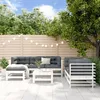 Image de vidaXL Salon de Jardin 7 pcs Canapé avec Repose-pied Ensemble de Meubles avec Table Basse Patio Terrasse Rustique Blanc 3186194