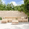 Image de vidaXL Salon de Jardin 7 pcs Canapés avec Repose-pied Ensemble de Meubles avec Table Basse Patio Terrasse Rustique Bois 3186424
