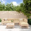 Image de vidaXL Salon de Jardin 7 pcs Canapés avec Repose-pied Ensemble de Meubles avec Table Basse Patio Terrasse Rustique Bois 3186438