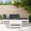 Image de vidaXL Salon de Jardin 4 pcs Canapés avec Repose-pied Ensemble de Meubles avec Table Basse Patio Terrasse Rustique Blanc 3186481