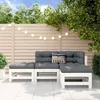 Image de vidaXL Salon de Jardin 4 pcs Canapés avec Repose-pied Ensemble de Meubles avec Table Basse Patio Terrasse Rustique Blanc 3186502