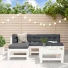 Image de vidaXL Salon de Jardin 5 pcs Canapés avec Repose-pied Ensemble de Meubles avec Table Basse Patio Terrasse Rustique Blanc 3186551
