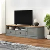 Image de vidaXL Meuble TV VIGO gris 156x40x40 cm bois massif de pin 353174