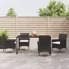Image de vidaXL Ensemble à manger de jardin coussins 5pcs Noir Résine tressée ensemble à manger ensemble à manger dextérieur 3187318