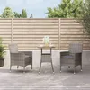 Image de vidaXL Ensemble de bistro de jardin 3 pcs coussins gris poly rotin ensemble de bistrot ensemble de bistrot extérieur 3187434