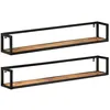 Image de vidaXL Étagères murales 2 pcs 110x17x17 cm bois massif manguier et fer 353792