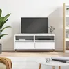 Image de vidaXL Meuble TV blanc 100x345x445 cm bois dingénierie 831228