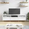 Image de vidaXL Meuble TV blanc 150x30x445 cm bois dingénierie 831268