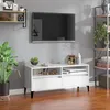Image de vidaXL Meuble TV blanc brillant 100x345x445 cm bois dingénierie 831903