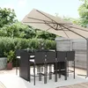 Image de vidaXL Ensemble de bar de jardin 9 pcs avec coussins noir poly rotin ensemble de table de bar table et chaise de bar 3187629