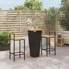 Image de vidaXL Ensemble de bar jardin 3 pcs noir poly rotin/bois massif acacia 3187725