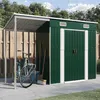 Image de vidaXL Abri de jardin avec toit prolongé vert 277x107x181 cm acier rangement de jardin abri à outils de jardin 364524