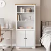 Image de vidaXL Bibliothèque BODO blanc and marron 80x40x172cm bois massif pin 355057