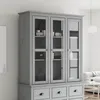 Image de vidaXL Armoire avec portes vitrées BODO gris bois de pin massif 355079