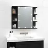 Image de vidaXL Armoire à miroir avec LED noir 70x165x60 cm 833536