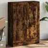 Image de vidaXL Bibliothèque Étagère à Livres avec 3 Compartiments et 2 Portes Meuble à Livres avec Rangement Chêne Fumé Bois 833786