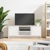 Image de vidaXL Meuble TV blanc 102x30x375 cm bois dingénierie 823253