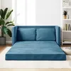 Image de vidaXL Canapé-lit 2 en 1 bleu 122x204x55 cm velours 353962