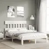 Image de vidaXL Cadre de lit avec tête de lit blanc 140x190 cm bois massif 3193577