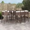 Image de vidaXL Ensemble de bar de jardin 9 pcs avec coussins marron poly rotin ensemble de table de bar table et chaise de bar 3200650