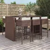 Image de vidaXL Ensemble de bar de jardin avec coussins 7 pcs marron poly rotin ensemble de table de bar table et chaise de bar 3200663