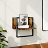 Image de vidaXL Étagère murale avec barre chêne fumé 30x25x30 cm 836280