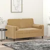 Image de vidaXL Canapé 2 places avec oreillers décoratifs brun 120 cm velours canapé causeuse canapé de salon canapés canapé 3200878