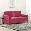 Image de vidaXL Canapé 2 places avec oreillers bordeaux 140 cm velours canapé causeuse canapé de salon canapés canapé rembourré 3200885