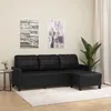 Image de vidaXL Canapé à 3 places avec repose-pieds Noir 180 cm Similicuir 3201014