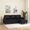 Image de vidaXL Canapé à 3 places avec repose-pieds Noir 180 cm Similicuir 3201024
