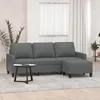 Image de vidaXL Canapé à 3 places avec repose-pieds Gris foncé 180 cm Tissu canapé canapé avec repose-pieds canapé trois places 3201038