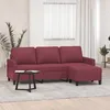 Image de vidaXL Canapé à 3 places avec repose-pieds Rouge bordeaux 180 cm Tissu canapé canapé avec repose-pieds canapé trois 3201043