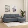 Image de vidaXL Canapé à 3 places avec repose-pieds Gris foncé 180 cm Velours canapé canapé avec repose-pieds canapé trois places 3201056
