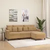 Image de vidaXL Canapé à 3 places avec repose-pieds Marron 180 cm Velours canapé canapé avec repose-pieds canapé trois places 3201114