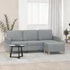 Image de vidaXL Canapé à 3 places avec repose-pieds Gris clair 180 cm Tissu 3201192