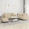 Image de vidaXL Ensemble de canapés 3 pcs avec coussins Crème Tissu microfibre 3202336