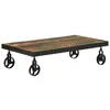Image de Table basse en bois de récupération - vidaXL - 100x55x26 cm - Roulettes - Bois massif - Industriel - Brun