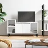 Image de vidaXL Meuble TV Blanc brillant 100x35x55 cm Bois dingénierie 831326