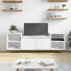 Image de vidaXL Meuble TV Blanc 160x35x55 cm Bois dingénierie 831332