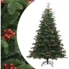 Image de vidaXL Sapin de Noël artificiel avec pommes de pin et baies 180 cm 358376