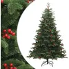 Image de vidaXL Sapin de Noël artificiel avec pommes de pin et baies 210 cm 358377