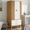 Image de Garde robe OLDEN blanc et marron 765x53x172 cm bois massif pin