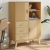 Image de vidaXL Buffet Haut Armoire avec 3 Tiroirs et Pieds Meuble de Rangement Organisateur de Salon Moderne Marron Bois Massif 358615
