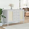 Image de vidaXL Buffet SENJA aspect rotin blanc 112x40x80cm bois massif de pin 358026