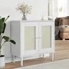 Image de Buffet bas - VIDAXL - SENJA - Bois massif - Blanc - Verni - Aspect rotin