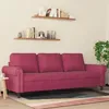 Image de vidaXL Canapé à 3 places Rouge bordeaux 180 cm Velours 359543